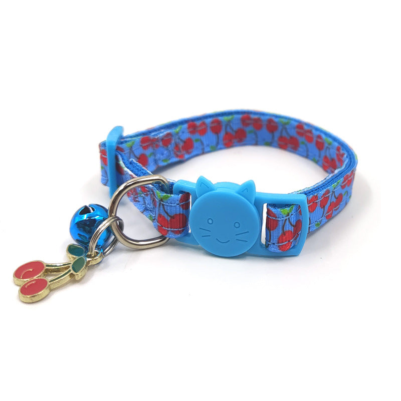 Adjustable Cat Collar with Bell & Charm  Fruit blue