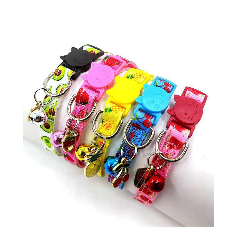 Adjustable Cat Collar with Bell & Charm  Fruit colors