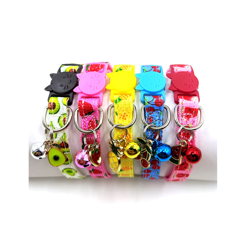 Adjustable Cat Collar with Bell & Charm  Fruit colors 2