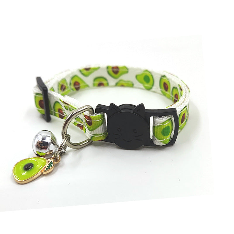 Adjustable Cat Collar with Bell & Charm  Fruit green
