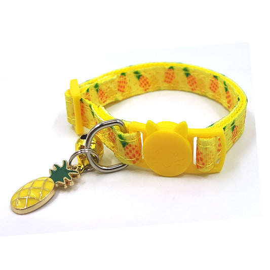 Adjustable Cat Collar with Bell & Fruit Charm