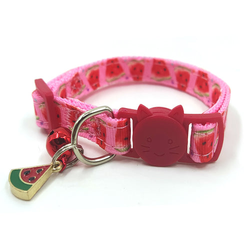Adjustable Cat Collar with Bell & Fruit Charmr