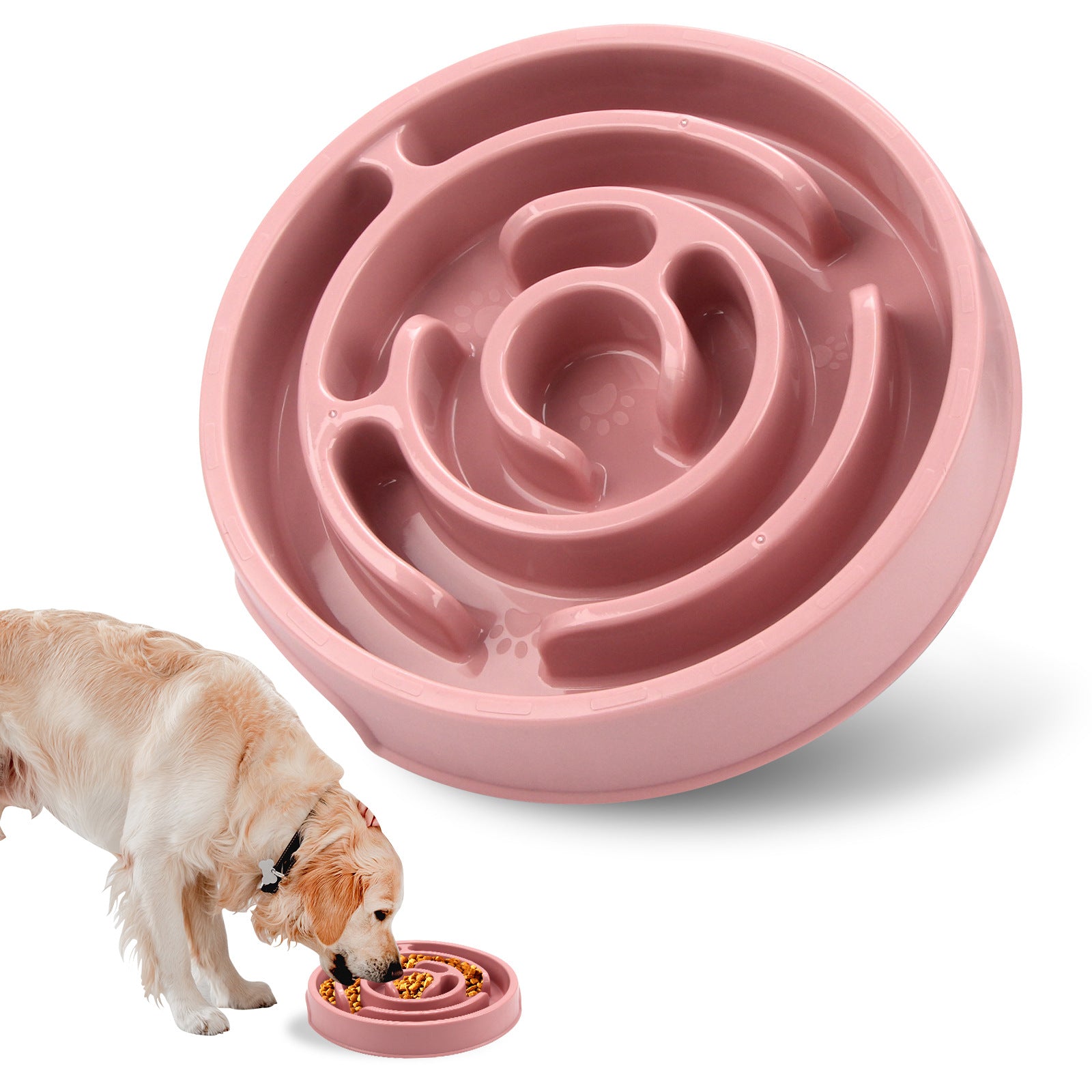  Anti-Choke Slow Feeder Bowl for Dogs & Cats pink