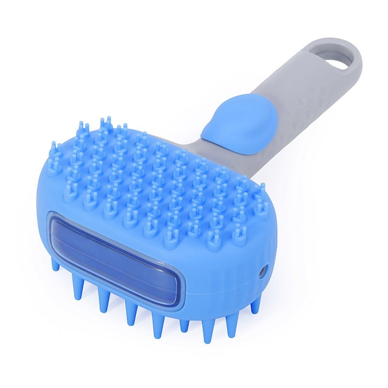 Cepillo multiusos para mascotas para bañarlos azul