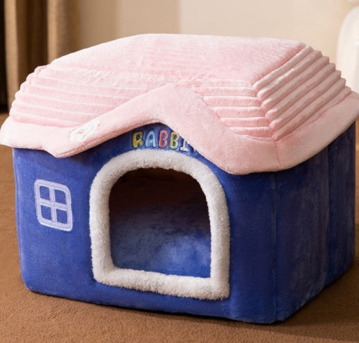 Foldable Plush House-Shaped Pet Bed 10
