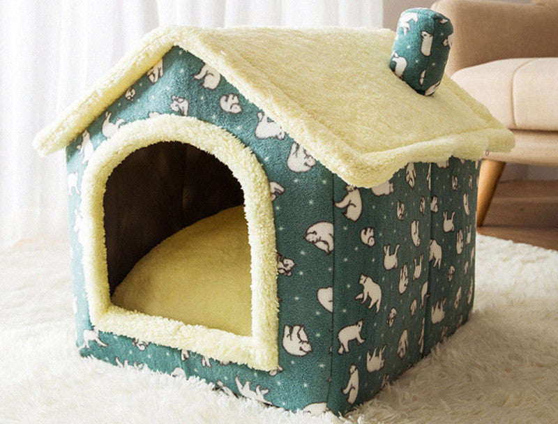 Foldable Plush House-Shaped Pet Bed 8