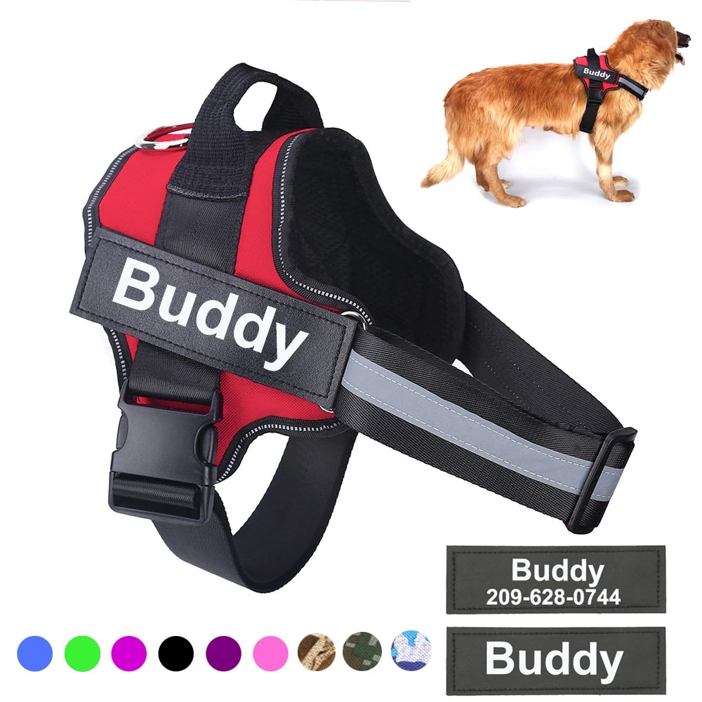 No-Pull Personalized Dog Harness with Custom Name Patch