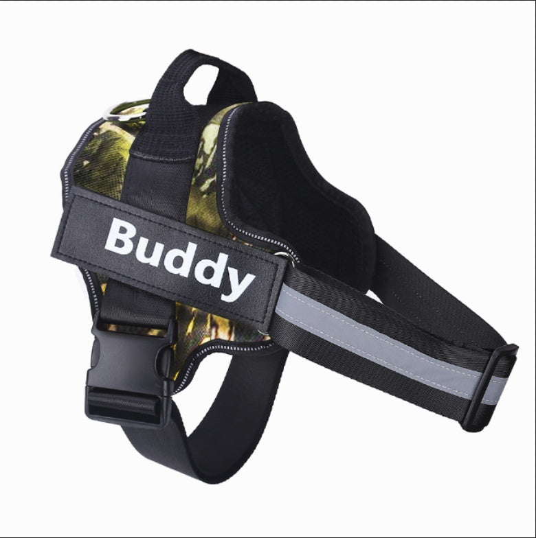 No-Pull Personalized Dog Harness with Custom Name Patch green 2