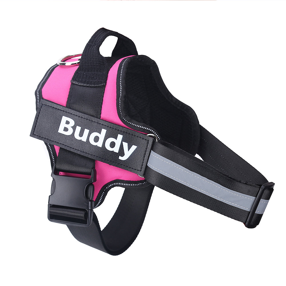 No-Pull Personalized Dog Harness with Custom Name Patch pink 2